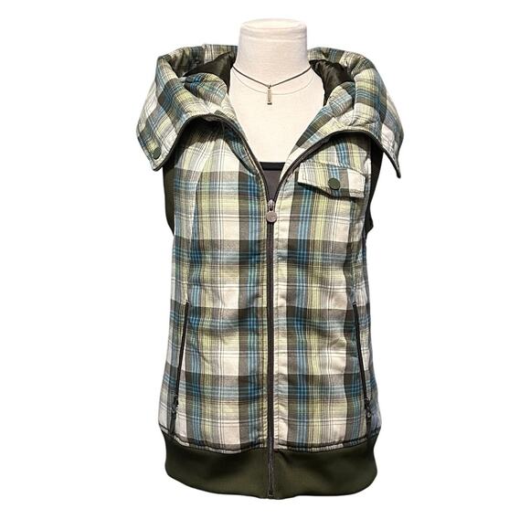 Burton Women’s Dryride Hooded Vest Green with Zip Pockets Size Medium - Picture 3 of 8